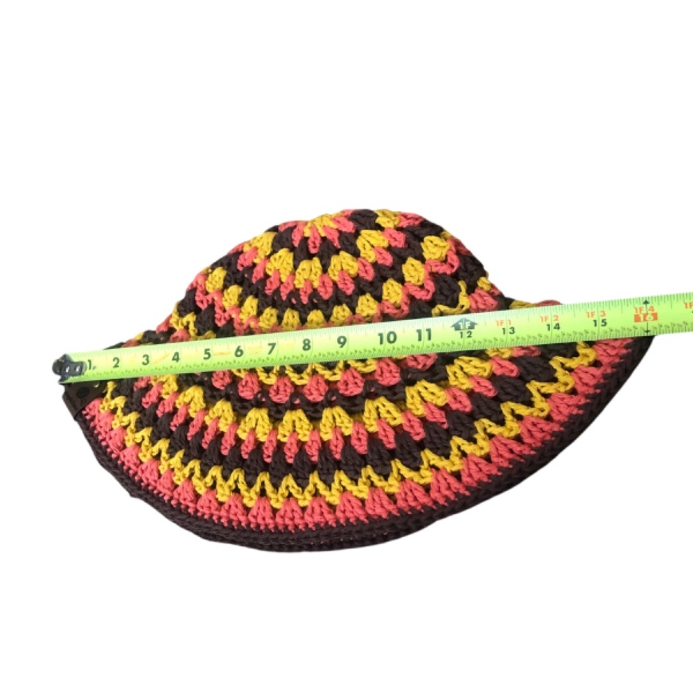 Crochet Bucket Hat | Fall Festival -Brown, Coral, Mustard - Picture 14 of 15